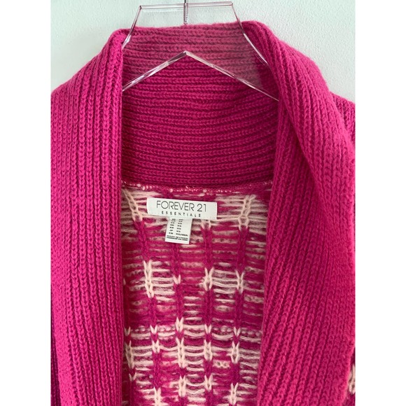 Forever 21 Pink + White Fair Isle Knit Cardigan Sweater — Women's XS X-Small EUC - Picture 3 of 15